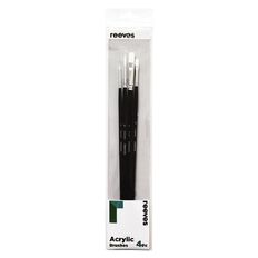Reeves Acrylic Short Handle Brush Set of 4 White