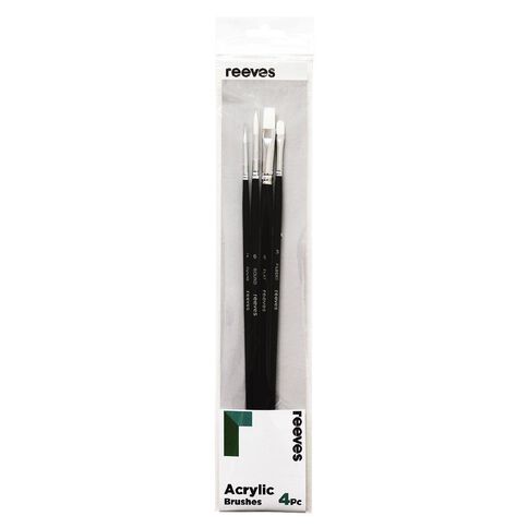Reeves Acrylic Short Handle Brush Set of 4 White