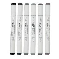 Uniti Dual Ended Markers Grey 6 Pack
