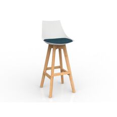 Luna White Deep Oak Base Barstool Blue Mid