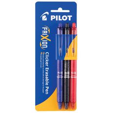 Pilot Frixion Erasable Pen Clicker Fine 0.7mm 3 Pack Assorted