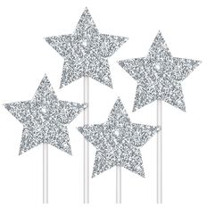 Artwrap Cake Topper Stars Silver 4 Pack