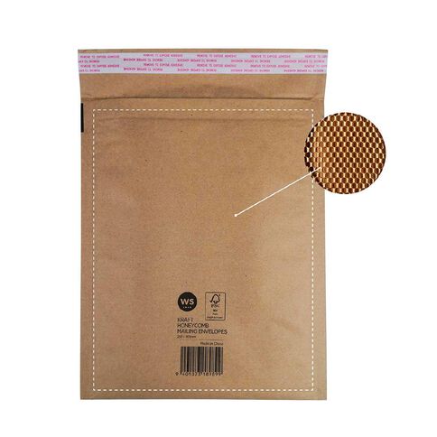 WS Kraft Honeycomb Mailing Envelopes 10in x 12in 70gsm