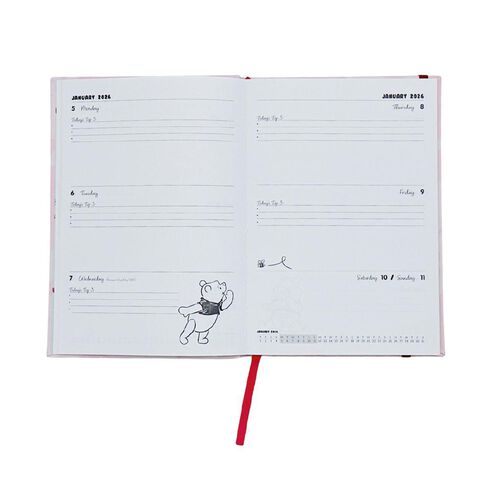 Winnie the Pooh 2026 Week To Date Diary Pink A5
