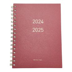 WS 2024/2025 Spiral Mid Year Diary Week To View Red A5