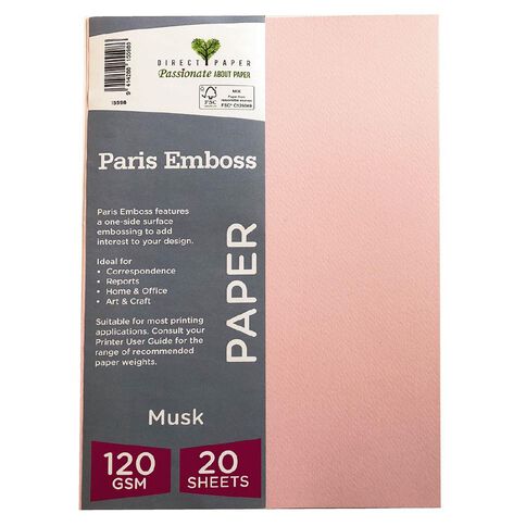Direct Paper Paris Emboss 120gsm Musk A4 20 Pack