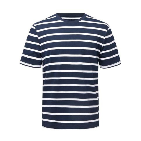 H&H Men's Crew Neck Short Sleeve Stripe Tee