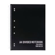 WS Notebook With 4 Dividers 250 Pages 7mm Ruled A4