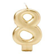 Candle Metallic Numeral #8 Gold