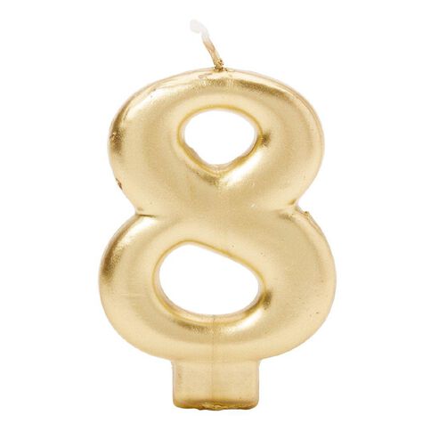 Candle Metallic Numeral #8 Gold