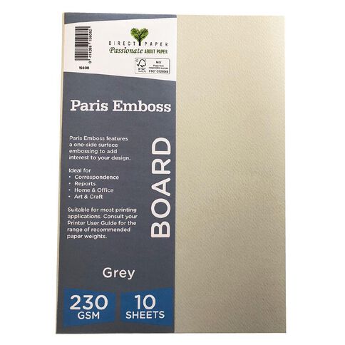 Direct Paper Paris Emboss 230gsm Grey A4 10 Pack