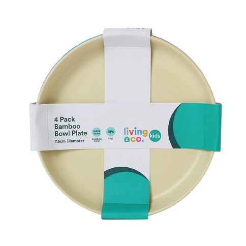 Living & Co Kids Bamboo Mix Bowl Plate Multi-Coloured 4 Pack
