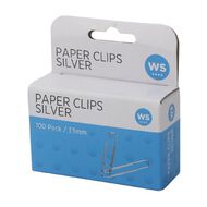 WS Paperclips 33mm 100 Pack Silver