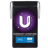 U By Kotex Overnight Ultra Thin Pads with Wings 10 Pack