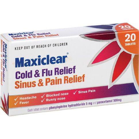 Maxiclear Cold & Flu Relief and Sinus & Pain Relief 20 Pack