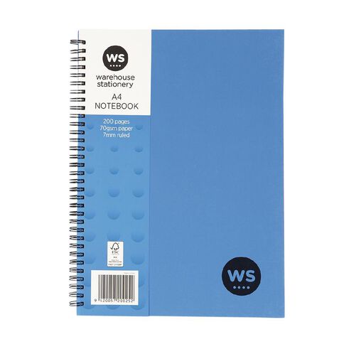 WS Notebook Wiro 200 Page Hard Back Blue Mid A4