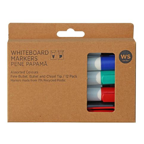 WS Whiteboard Marker Assorted 12 Pack