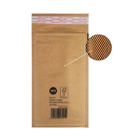 WS Kraft Honeycomb Mailing Envelopes 6in x 10in 70gsm