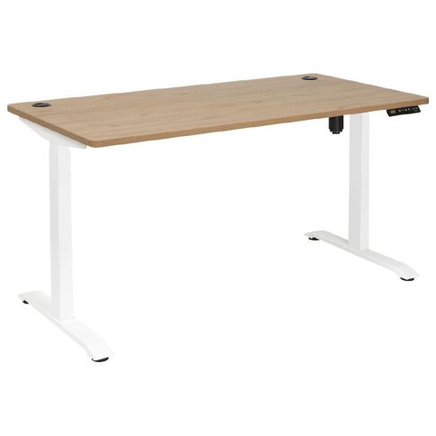 Jasper J Emerge Single Motor HA Desk 1800x800 Pacific Oak Top White Base