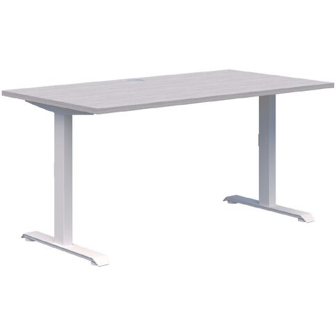 Premium Fixed Height Desk White & Silver Strata 1200x700