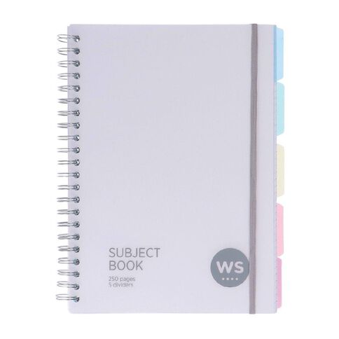 WS Subject Book with 5 Dividers 7mm Ruled White A4