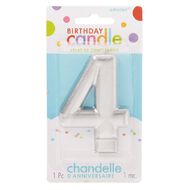 Candle Metallic Numeral #4 Silver