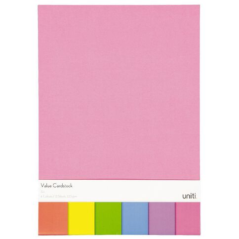 Uniti Value Cardstock 220gsm Brights 12 Pack A3