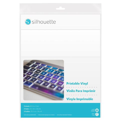 Silhouette Printable Vinyl Sheets White 8.5 x 11 inch 8 Sheets