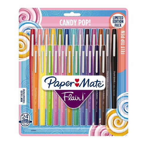Paper Mate Flair Lilac Felt Tip Pens Medium Point Guard Tip, Pack of 6