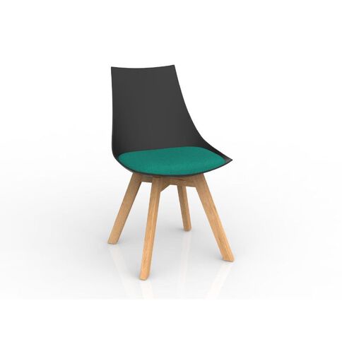 Luna Black Emerald Oak Base Chair Green Mid