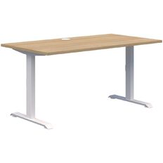 Premium Fixed Height Desk White & Classic Oak 1800x800