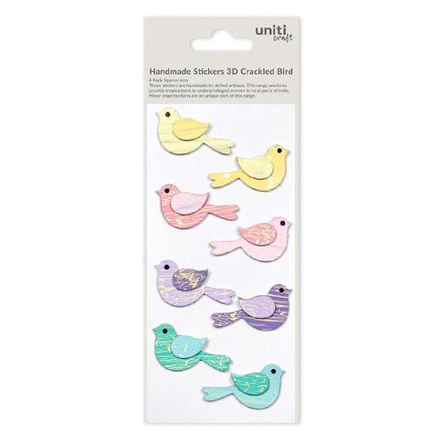 3D Embellishments Crackled Bird 8Pc Little Birdie