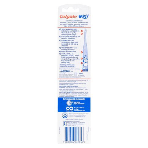Colgate Kids' Junior Bluey Battery Powered Electric Toothbrush 1 Pack