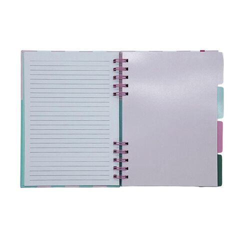 Uniti Clubhouse Hardcover Notebook With Tabs Striped Pink Light