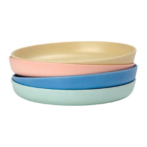 Living & Co Kids Bamboo Mix Bowl Plate Multi-Coloured 4 Pack