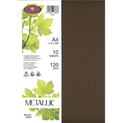 Direct Paper Metallic Paper 120gsm Bronze A4 10 Pack