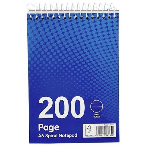 WS Notebook Spiral At Top Blue A6