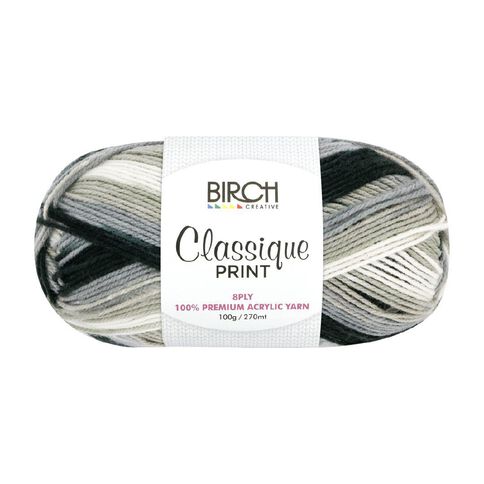 Birch Classique Yarn Prints 100% Premium Acrylic 100G 8Ply Shadow