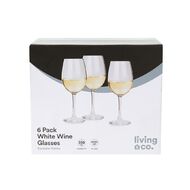 Living & Co Traditional White Wine Glass 6 Pack 350ml Clear