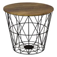 Living & Co Wire Side Table Wood Look Black
