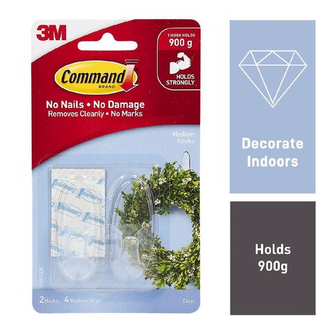 Command Hooks 2 Pack & 4 Strips Medium