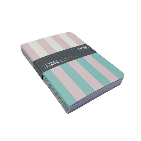 Uniti Clubhouse Notebook Straddle Stiched 3 Pack Multi-Coloured