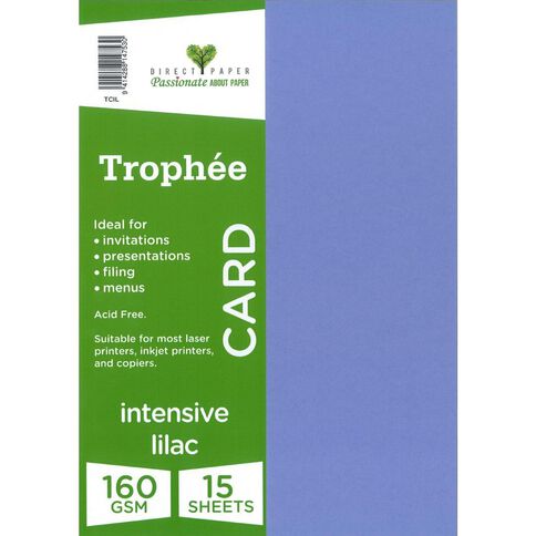 Trophee Card 160gsm 15 Pack Intensive Lilac Purple A4