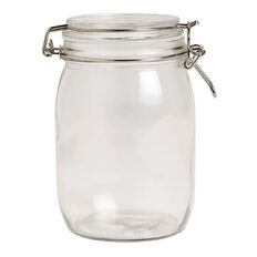 Living & Co Round Glass Clip Top Jar Clear 1L