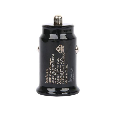 Tech.Inc Dual USB Car Charger 2.4A Black