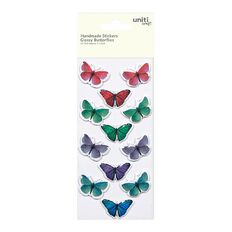 Uniti Handmade Sticker Glassy Butterfly Citrus Orchid 12 Piece