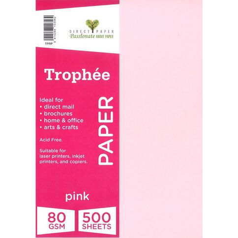 Trophee Paper 80gsm Pink A4 500 Pack