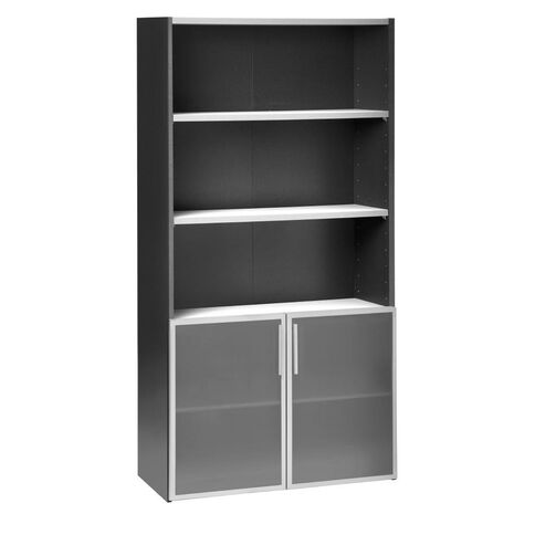 Jasper J Emerge 700 Glass Storage Cupboard Doors White/Ironstone