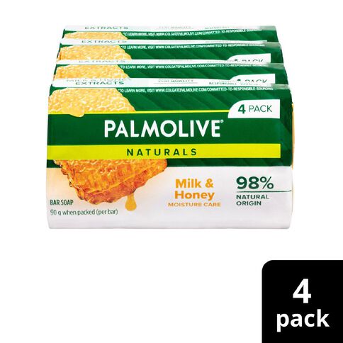 Palmolive Naturals Milk & Honey Replenishing Bar Soap 90gm 4 Pack