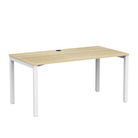 Knight Cubit Desk 1500 White Frame Atlantic Oak Top